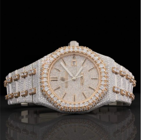 Amazing White Iced Out Moissanite Watch With Swiss Automatic Movement