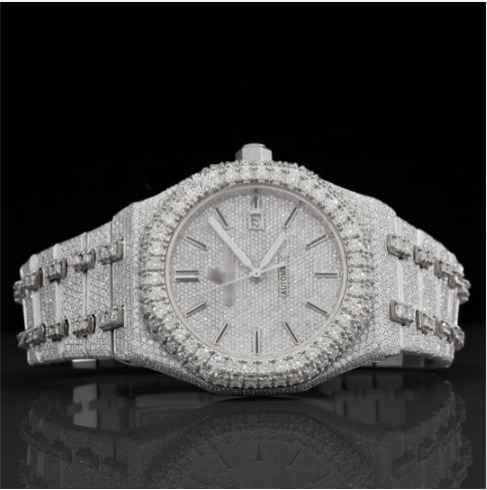 Amazing White Iced Out Moissanite Watch With Swiss Automatic Movement