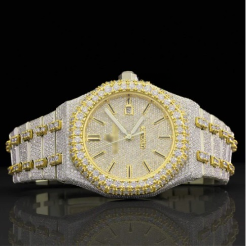 Amazing White Iced Out Moissanite Watch With Swiss Automatic Movement