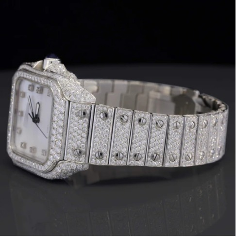 Amazing White Iced Out Moissanite Watch With Swiss Automatic Movement