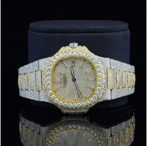Classic Two Tone Moissanite Diamond Iced Out Automatic Watch