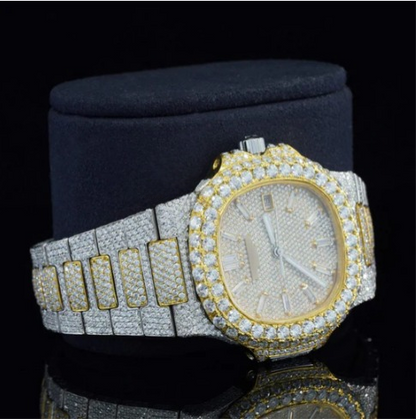 Classic Two Tone Moissanite Diamond Iced Out Automatic Watch