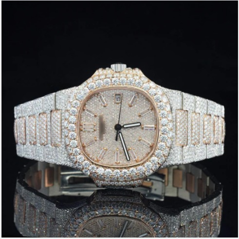 Classic Two Tone Moissanite Diamond Iced Out Automatic Watch