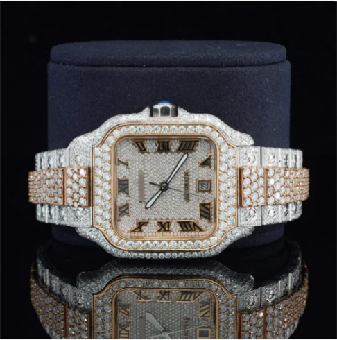 Awesome Iced Out Moissanite Watch For Men Sapphire Crystal Glass