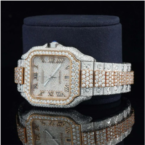 Awesome Iced Out Moissanite Watch For Men Sapphire Crystal Glass
