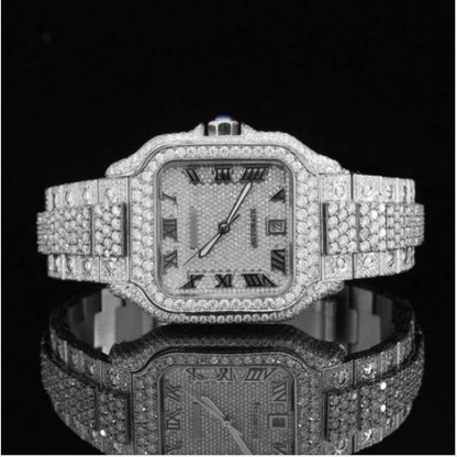 Awesome Iced Out Moissanite Watch For Men Sapphire Crystal Glass