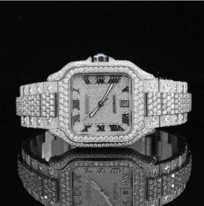 Awesome Iced Out Moissanite Watch For Men Sapphire Crystal Glass