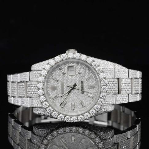 Fully Iced Out Swiss ETA Two Tone Moissanite Watch For Men