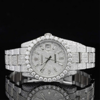 Fully Iced Out Swiss ETA Two Tone Moissanite Watch For Men