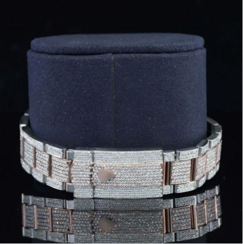 Fully Iced Out Swiss ETA Two Tone Moissanite Watch For Men