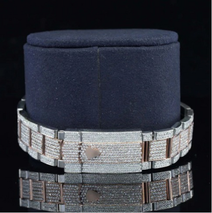 Fully Iced Out Swiss ETA Two Tone Moissanite Watch For Men