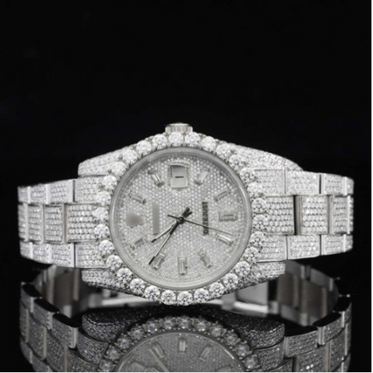 Fully Iced Out Swiss ETA Two Tone Moissanite Watch For Men