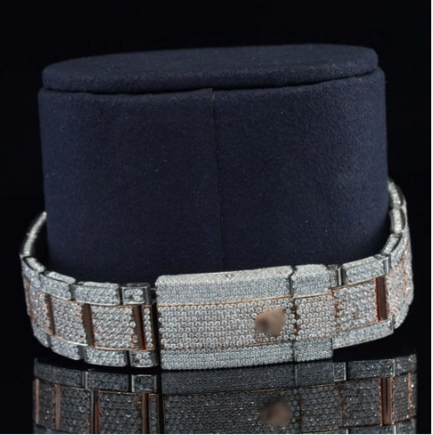 Fabulous White Dial Moissanite Diamond Watch for men