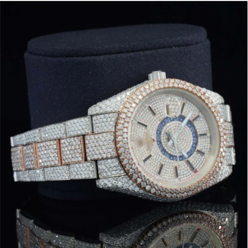Fabulous White Dial Moissanite Diamond Watch for men