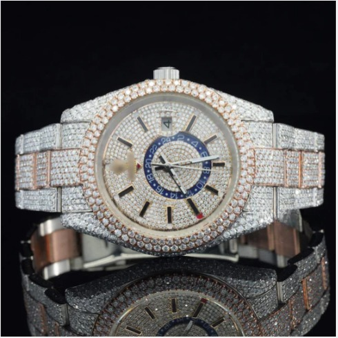 Fabulous White Dial Moissanite Diamond Watch for men