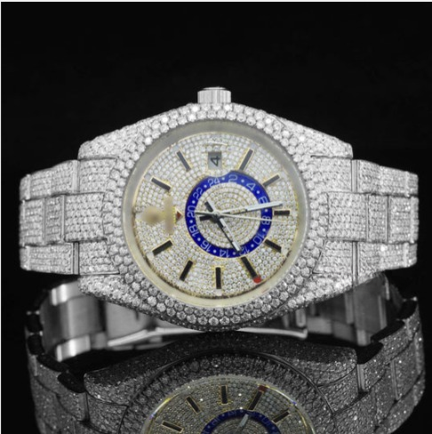 Fabulous White Dial Moissanite Diamond Watch for men