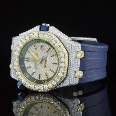 Awesome Diamond Iced Out Chronograph Wrist Moissanite Watch
