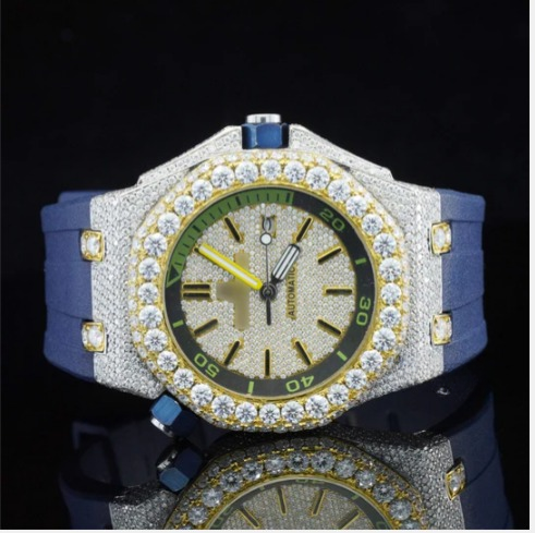 Awesome Diamond Iced Out Chronograph Wrist Moissanite Watch
