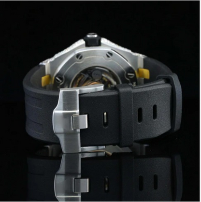 Fabulous Moissanite Wrist Watch With Black Color Belt For Men