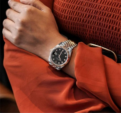 Fancy Rose And Silver Color Fully Automatic Plain Watch