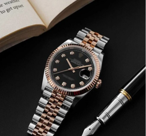 Fancy Rose And Silver Color Fully Automatic Plain Watch