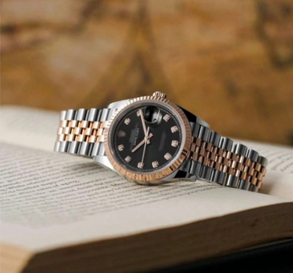 Fancy Rose And Silver Color Fully Automatic Plain Watch