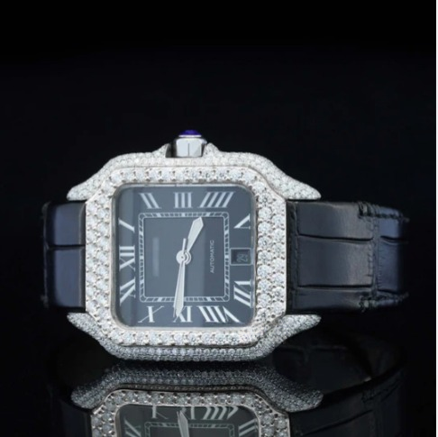 Aesthetic Leather Belt Moissanite Watch For Men