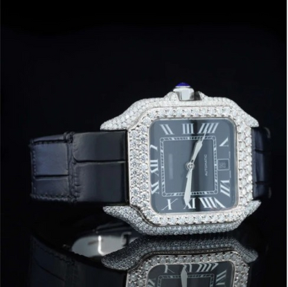 Aesthetic Leather Belt Moissanite Watch For Men