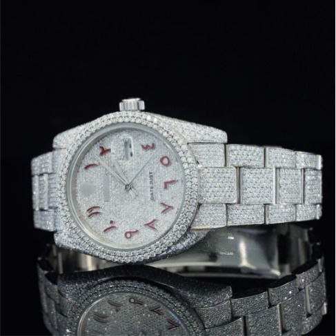Stylish Marvelous Iced Out White Dial Moissanite Watch