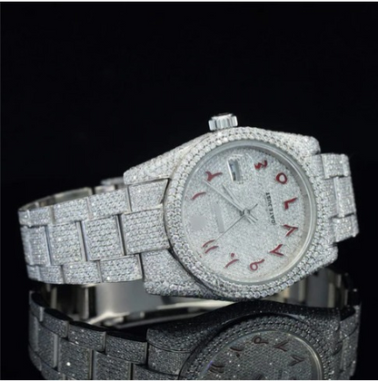 Stylish Marvelous Iced Out White Dial Moissanite Watch