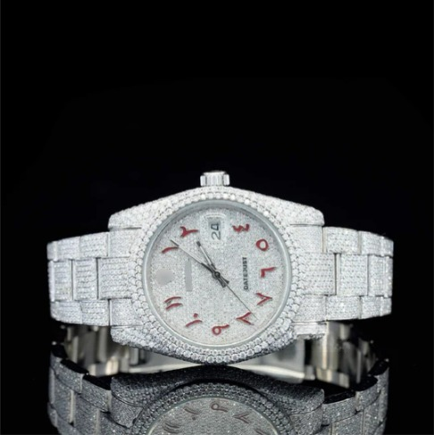 Stylish Marvelous Iced Out White Dial Moissanite Watch