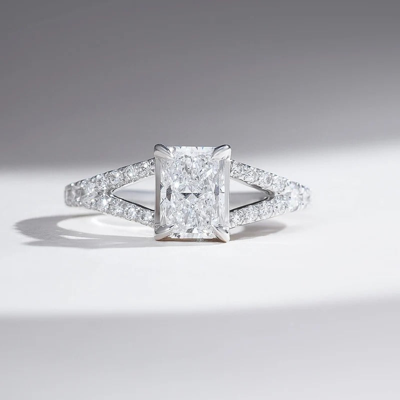 Classy Jewels Split Shank Pave' 1 Ct Radiant Solitaire Ring