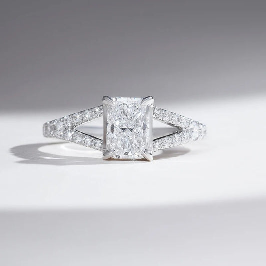 Classy Jewels Split Shank Pave' 1 Ct Radiant Solitaire Ring