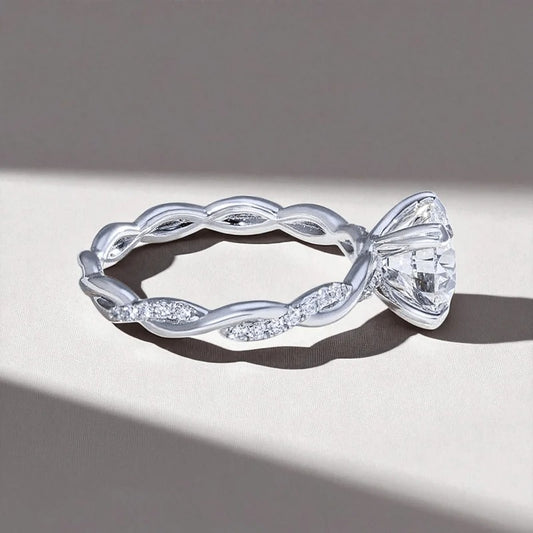 Classy Jewels Twisted Love 2 Ct Round Solitaire Ring (heart prongs)