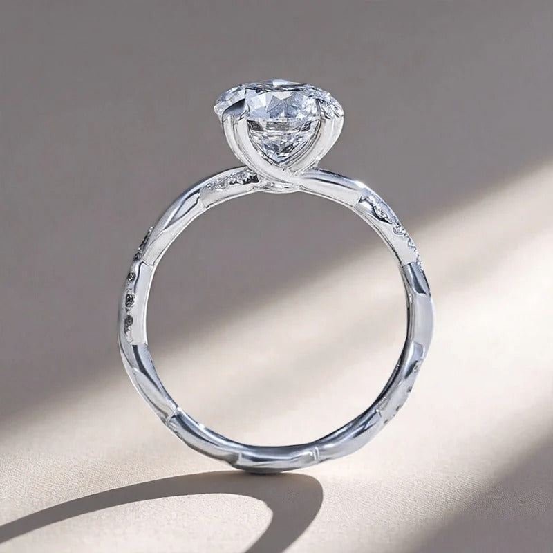 Classy Jewels Twisted Love 2 Ct Round Solitaire Ring (heart prongs)