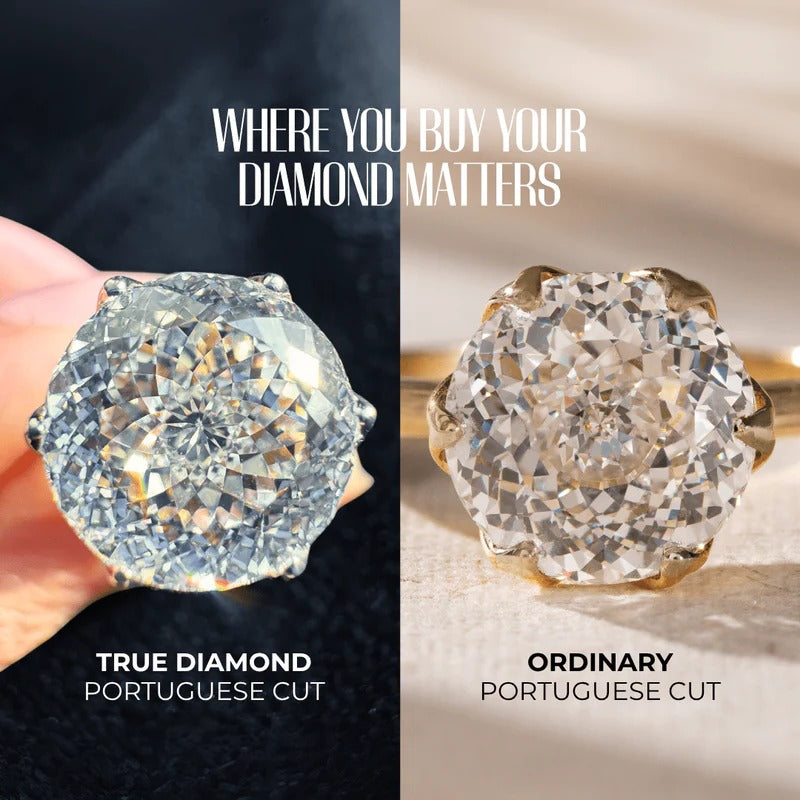 Classy Jewels Portuguese Cut 4 Carat Big Rock Solitaire Ring