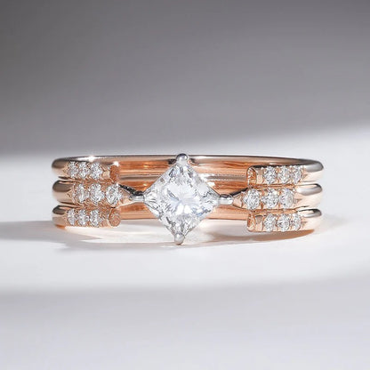 Classy Jewels 0.5 Ct Princess Triple Band Ring