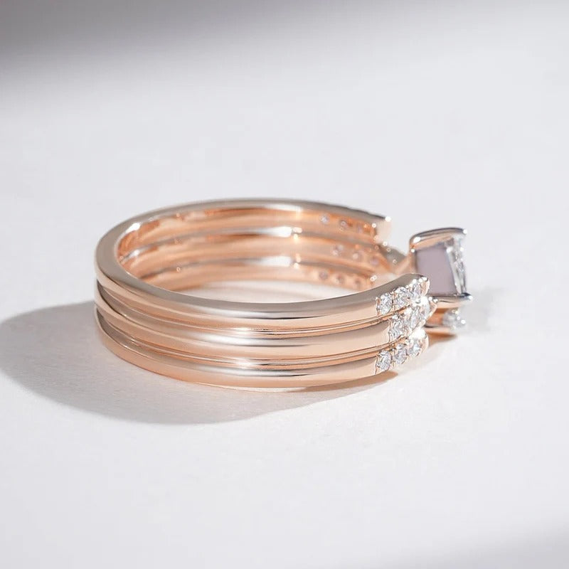 Classy Jewels 0.5 Ct Princess Triple Band Ring