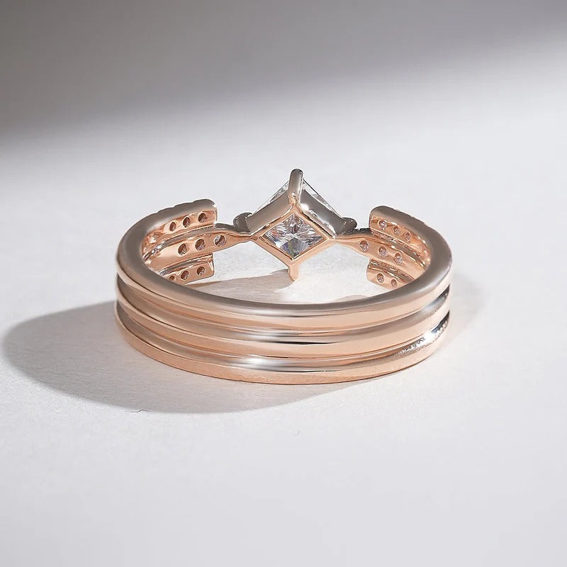 Classy Jewels 0.5 Ct Princess Triple Band Ring