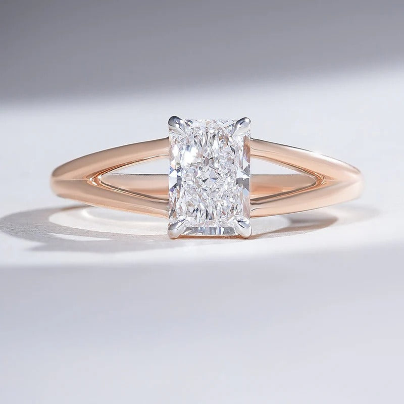 Classy Jewels Split Shank 1 Ct Radiant Solitaire Ring