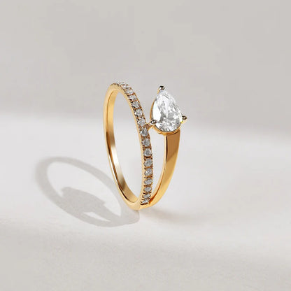 Classy Jewels Shining Bloom 0.5 Ct Pear Solitaire Ring