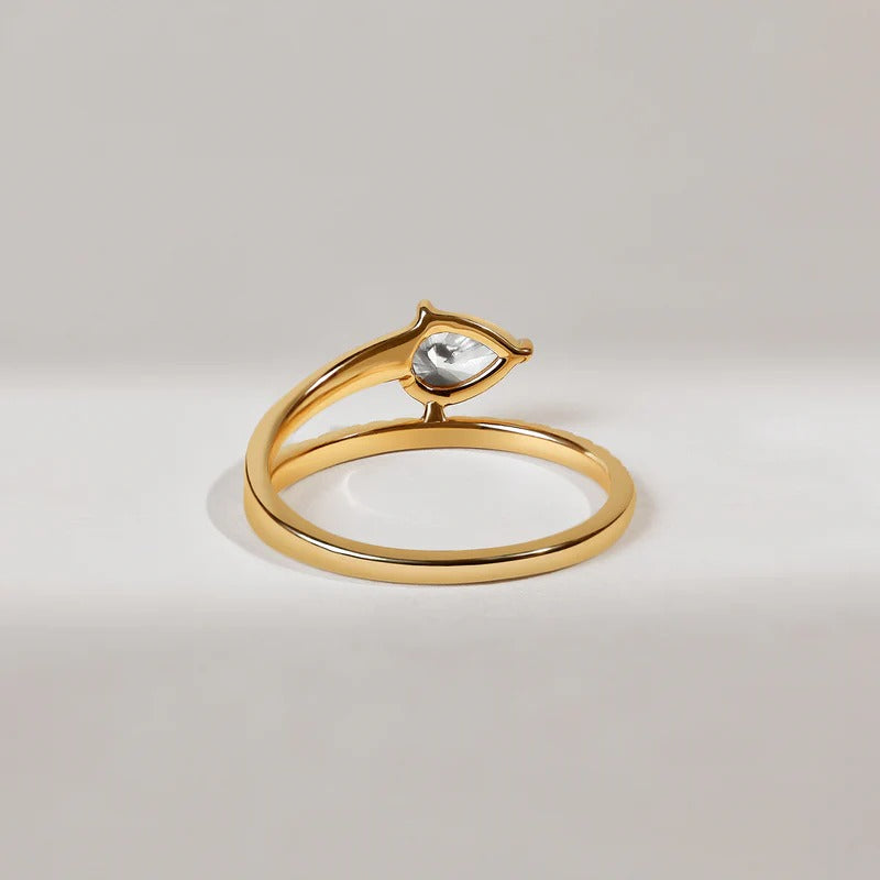 Classy Jewels Shining Bloom 0.5 Ct Pear Solitaire Ring