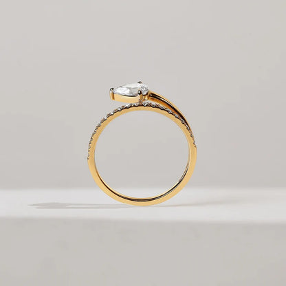 Classy Jewels Shining Bloom 0.5 Ct Pear Solitaire Ring