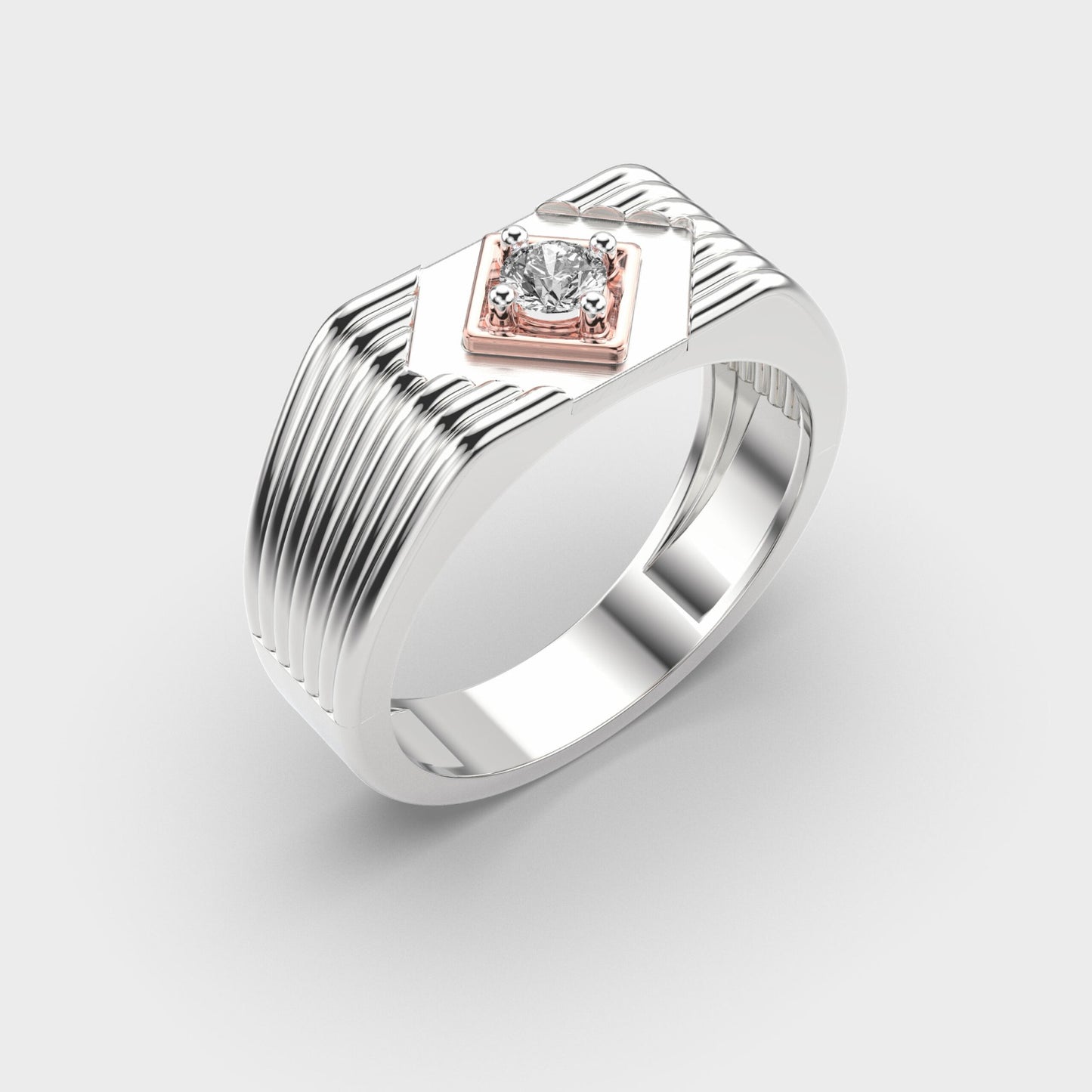 Men’s Moissanite Engagement Ring – Two-Tone Square Bezel Modern Band