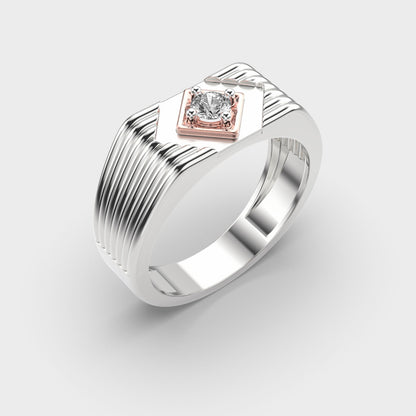 Men’s Moissanite Engagement Ring – Two-Tone Square Bezel Modern Band