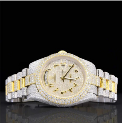 Exquisite Fully Moissanite Watch With Arabic Number Iced Out Automatic Watch