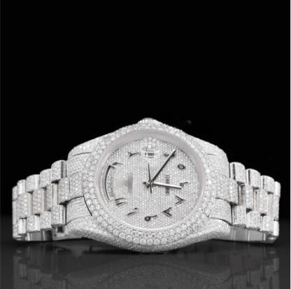 Exquisite Fully Moissanite Watch With Arabic Number Iced Out Automatic Watch