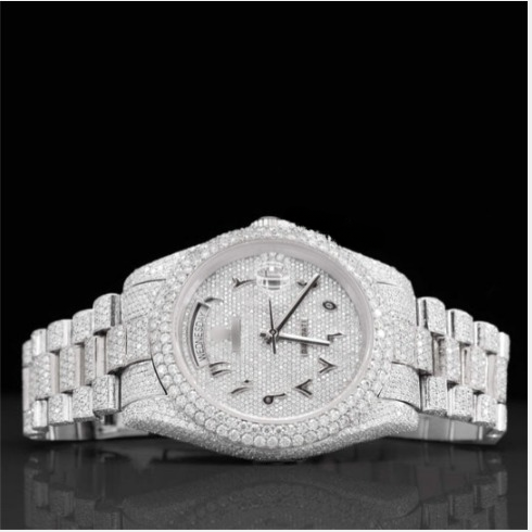 Exquisite Fully Moissanite Watch With Arabic Number Iced Out Automatic Watch