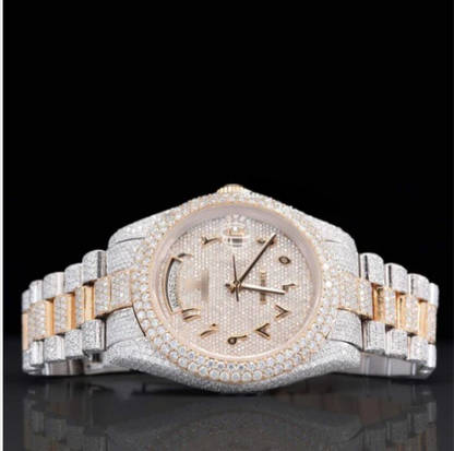 Exquisite Fully Moissanite Watch With Arabic Number Iced Out Automatic Watch