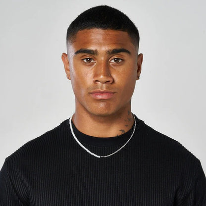 classy jewels 4mm Half Pearl &amp; Rope Necklace - White Gold